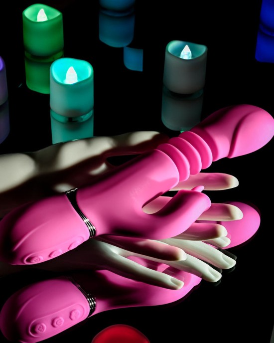 Evolved Pink Dragon - Thrusting Rabbit Vibrator - Pink