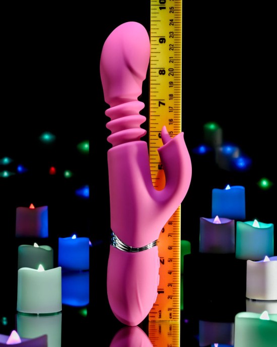 Evolved Pink Dragon - Thrusting Rabbit Vibrator - Pink