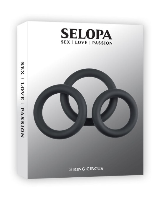 Selopa 3 Ring Circus - Cock Rings - Black - Set of 3