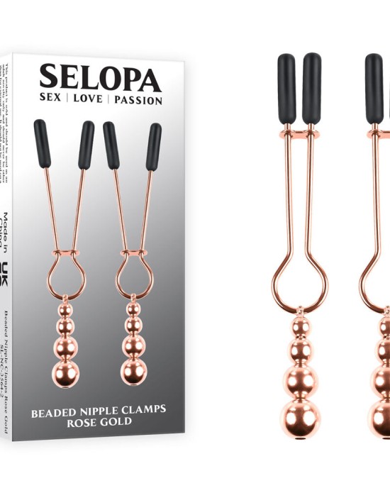 Selopa Beaded Nipple Clamps - Rose Gold - Set of 2