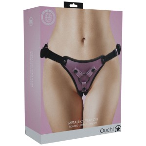 Ouch! Metallic Strap On Harness - Rose