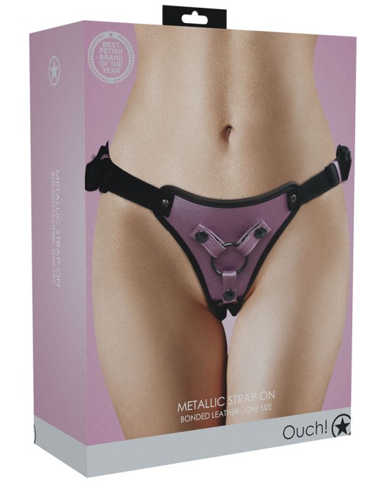 Ouch! Metallic Strap On Harness - Rose