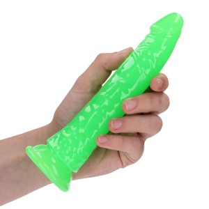 RealRock Slim 7 Inch Glow in the Dark Neon Dildo - Green