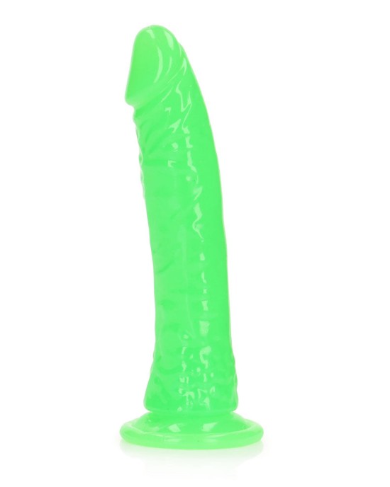 RealRock Slim 7 Inch Glow in the Dark Neon Dildo - Green