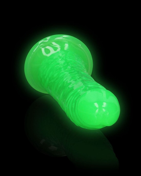 RealRock Slim 7 Inch Glow in the Dark Neon Dildo - Green