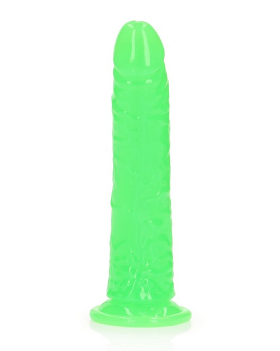 RealRock Slim 7 Inch Glow in the Dark Neon Dildo - Green