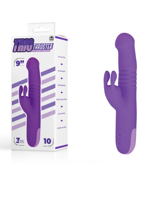 Trio Thruster - Rotating Rabbit Vibrator - Purple