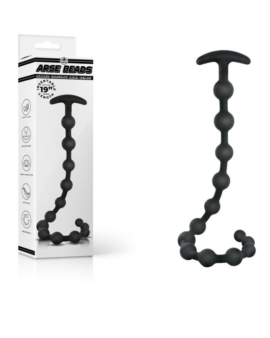 Arse Beads - Black 19 Inch Silicone Anal Beads