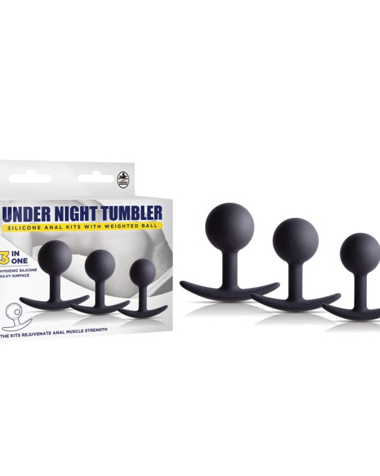 Under Night Tumbler - Black Butt Plugs With Weighted Balls - 3 Sizes