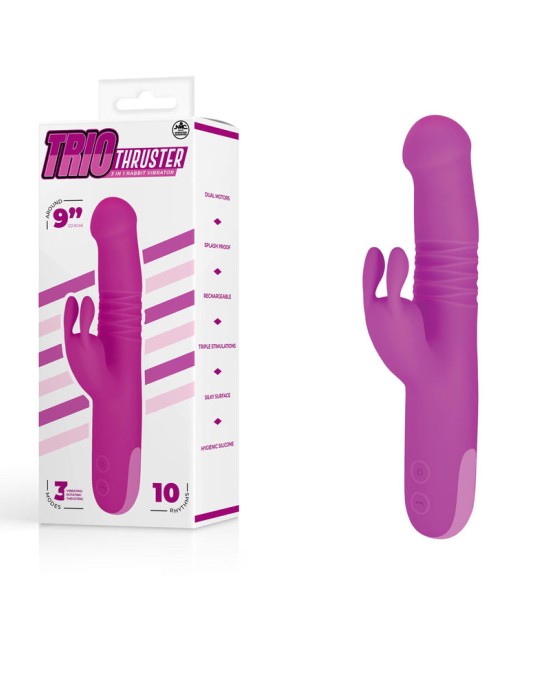 Trio Thruster - Rotating Rabbit Vibrator - Pink