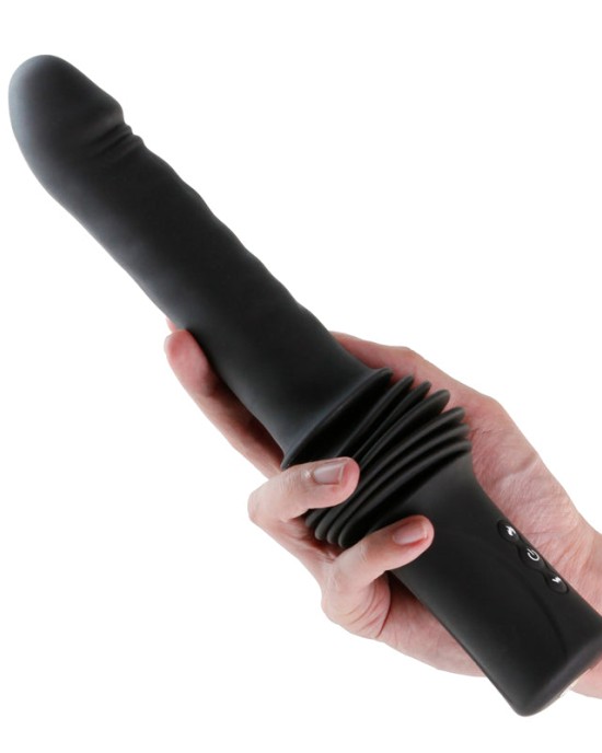 Renegade Super Stroker - Thrusting Vibrator With Remote Control & Stand - Black