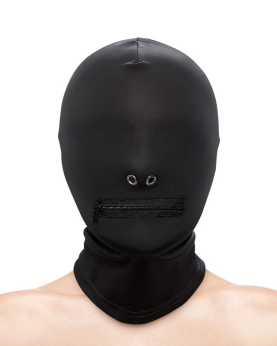 Fetish & Fashion - Zippered Mouth Hood - Black