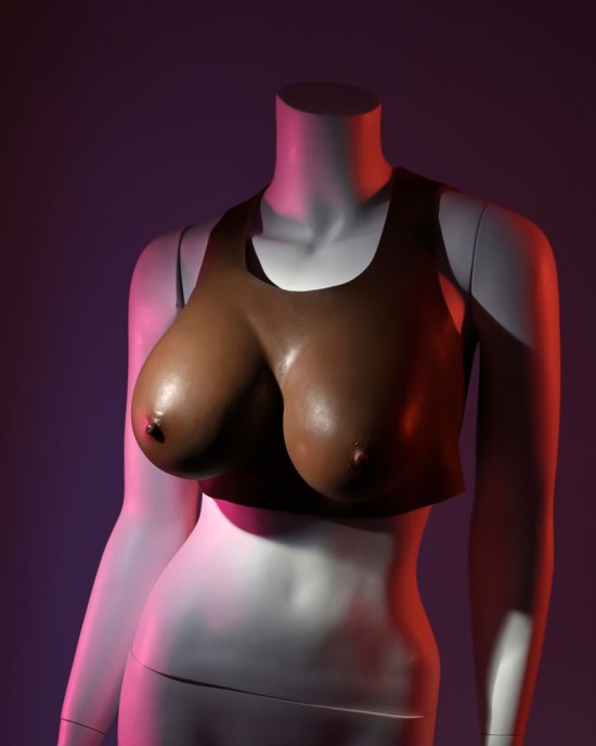 Gender X Undergarments - Brown Wearable Breasts Plate D-Cup - Dark