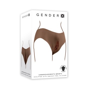 Gender X Undergarments - Brown Wearable Vagina Briefs - Dark