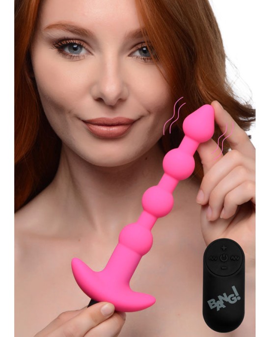 Bang! Vibrating Anal Beads With Wireless Remote - Pink