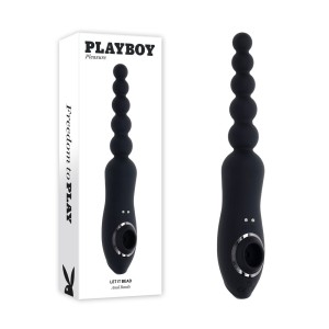 Playboy Pleasure Let It Bead - Vibrating Anal Beads With Clitoral Suction - Black