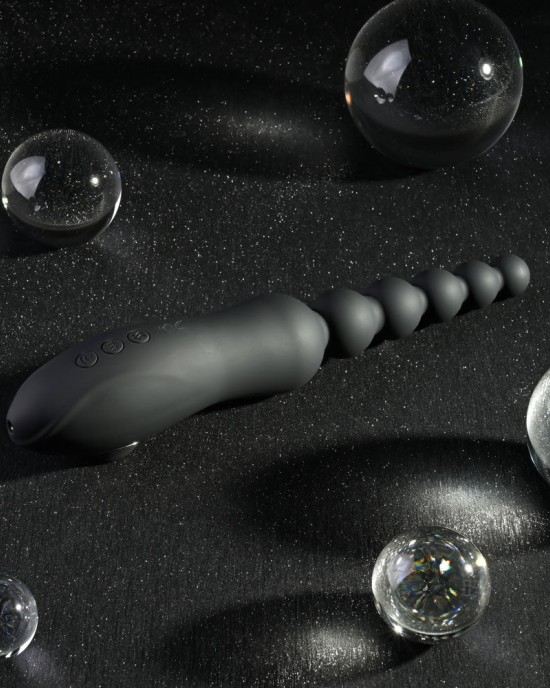 Playboy Pleasure Let It Bead - Vibrating Anal Beads With Clitoral Suction - Black