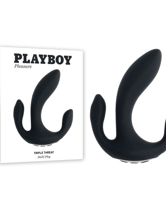 Playboy Pleasure Triple Treat - Triple Probe Vibrator - Black