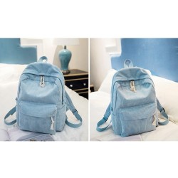Preppy Style Soft Corduroy Design Fabric Backpack