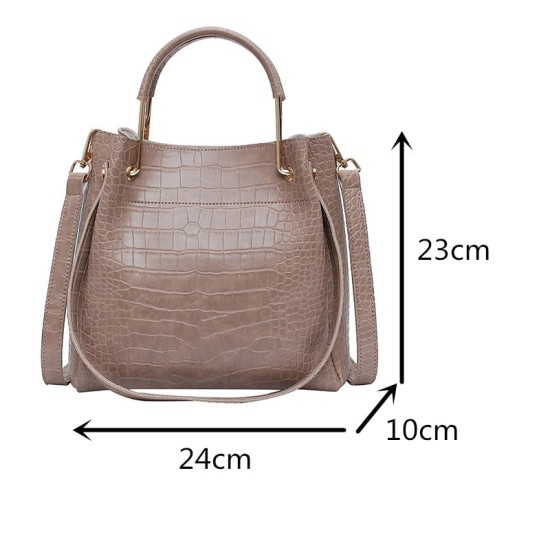 Stone Pattern PU Leather Bucket Bags For Women Shoulder Messenger Stone Pattern PU Leather Bucket Bags For Women Shoulder Messenger