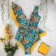 Print Swimwear Deep V-neck Ruffle Swimsuit Push Up One Piece Print Swimwear Deep V-neck Ruffle Swimsuit Push Up One Piece