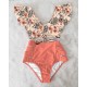 High Waist Bikini Ruffle Swimwear Women Print Bathing Suits Floral