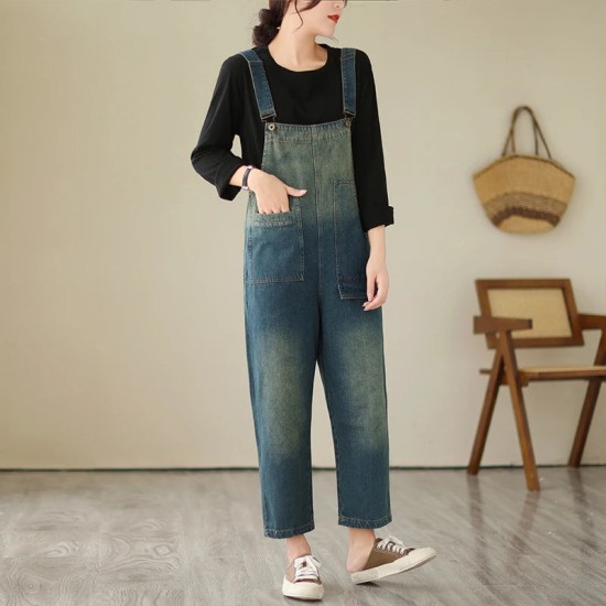 Fashion Gradient Denim Jumpsuit Clothing Overall Vintage Jeans Fashion Gradient Denim Jumpsuit Clothing Overall Vintage Jeans