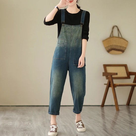 Fashion Gradient Denim Jumpsuit Clothing Overall Vintage Jeans Fashion Gradient Denim Jumpsuit Clothing Overall Vintage Jeans