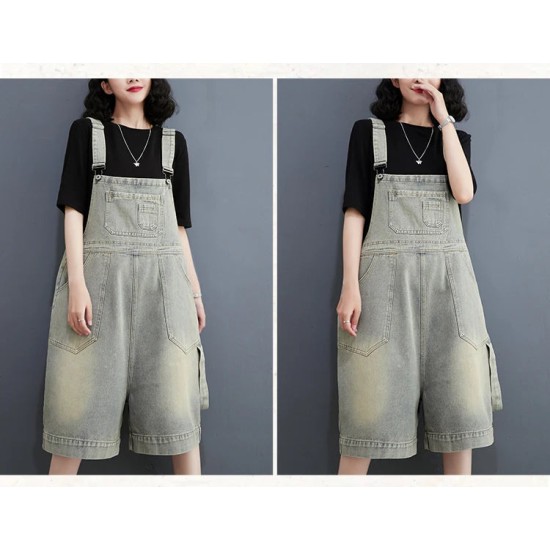 Denim Shorts Jean Overall For Vintage Washed Wide Leg Denim Shorts Jean Overall For Vintage Washed Wide Leg