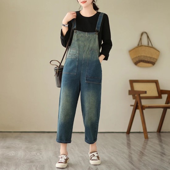 Fashion Gradient Denim Jumpsuit Clothing Overall Vintage Jeans Fashion Gradient Denim Jumpsuit Clothing Overall Vintage Jeans