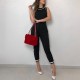 Elegant Black Sleeveless Slim Fit Tie Waist Slinky Jumpsuit Elegant Black Sleeveless Slim Fit Tie Waist Slinky Jumpsuit