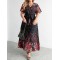 Plus Size Casual Dress V Neck Short Sleeve Floral Print Clothing