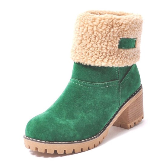 Flock Ladies Warm Square Heel Snow Boots Flock Ladies Warm Square Heel Snow Boots