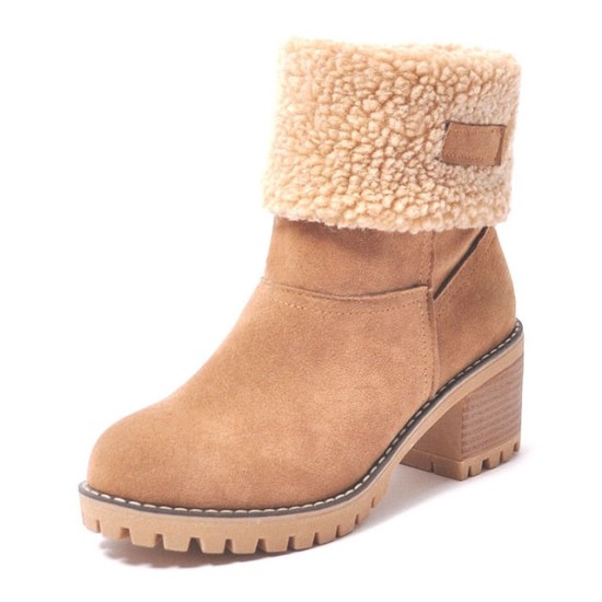 Flock Ladies Warm Square Heel Snow Boots Flock Ladies Warm Square Heel Snow Boots