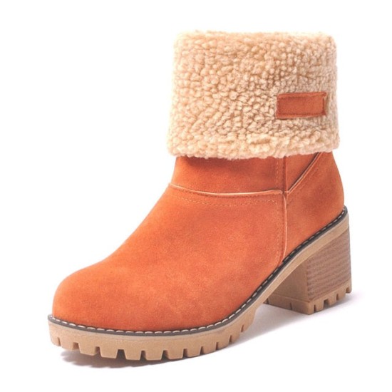 Flock Ladies Warm Square Heel Snow Boots Flock Ladies Warm Square Heel Snow Boots