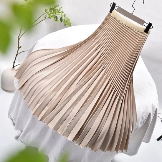 Women's Elegant Solid Color Midi Skirt High Waist Women's Elegant Solid Color Midi Skirt High Waist
