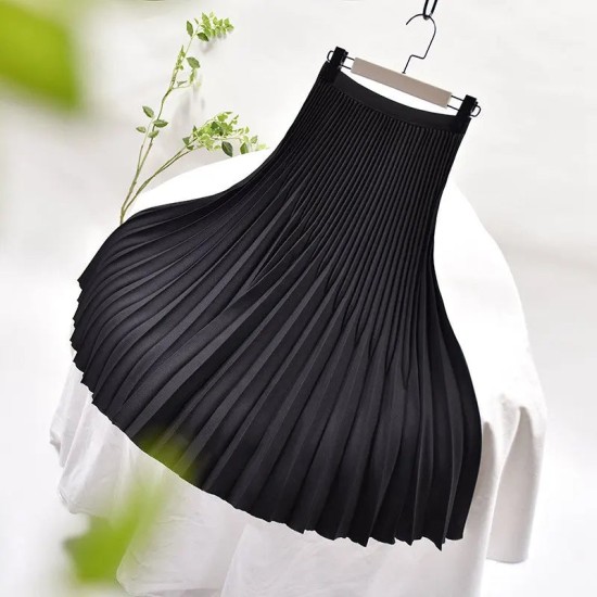 Women's Elegant Solid Color Midi Skirt High Waist Women's Elegant Solid Color Midi Skirt High Waist