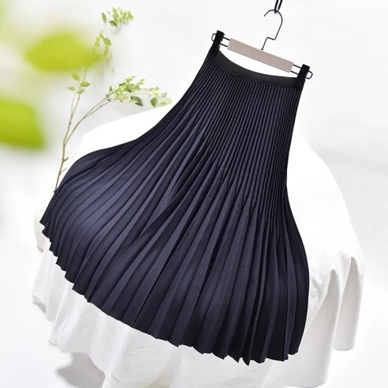 Women's Elegant Solid Color Midi Skirt High Waist Women's Elegant Solid Color Midi Skirt High Waist