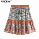 Vintage Chic Happie Floral Print Beach Bohemian Skirt Vintage Chic Happie Floral Print Beach Bohemian Skirt
