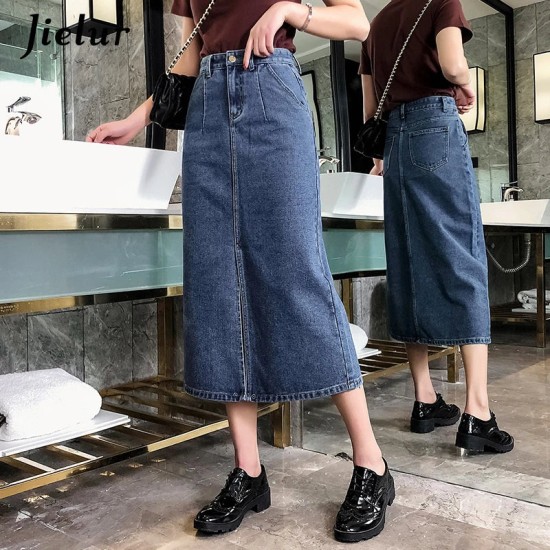 Fashion Slim Simple Blue High Waist Skirt Fashion Slim Simple Blue High Waist Skirt