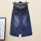 High Waist Denim Skirt Vintage One Split Wrap Hip A-line High Waist Denim Skirt Vintage One Split Wrap Hip A-line