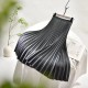 Vintage Pleated Midi Solid Skirt Fashion High Waist