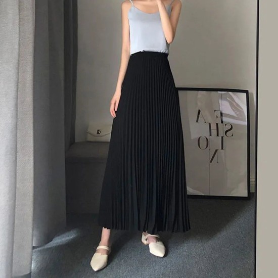 Pleated Fashion High Waist Office Lady Long Skirt All-Match Pleated Fashion High Waist Office Lady Long Skirt All-Match