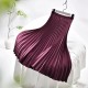 Vintage Pleated Midi Solid Skirt Fashion High Waist