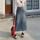 Jean Skirt High Waist Retro A- line Skirt Mid-Length Denim Streetwear Jean Skirt High Waist Retro A- line Skirt Mid-Length Denim Streetwear