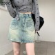Retro A-line Denim Fashion Women's Casual High Waisted All Match Skirt Retro A-line Denim Fashion Women's Casual High Waisted All Match Skirt