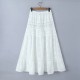 Embroidery Flower Spliced Lace Elastic Waist Ankle Long Skirt Embroidery Flower Spliced Lace Elastic Waist Ankle Long Skirt