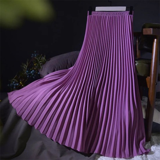 Pleated Fashion High Waist Office Lady Long Skirt All-Match Pleated Fashion High Waist Office Lady Long Skirt All-Match