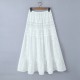 Embroidery Flower Spliced Lace Elastic Waist Ankle Long Skirt Embroidery Flower Spliced Lace Elastic Waist Ankle Long Skirt