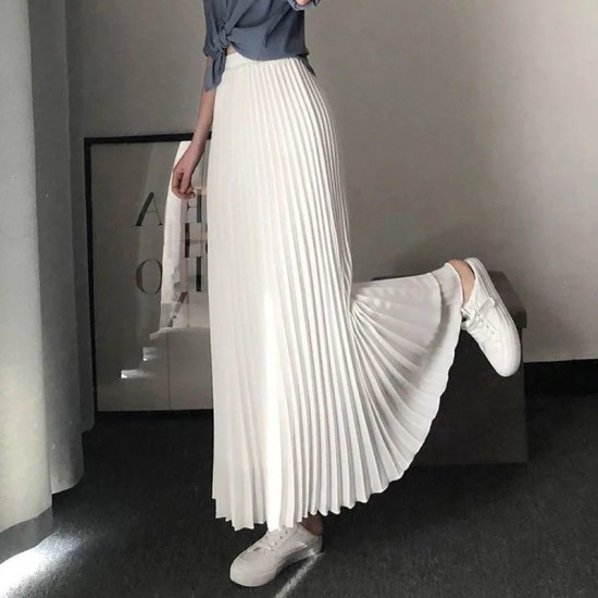 Pleated Fashion High Waist Office Lady Long Skirt All-Match Pleated Fashion High Waist Office Lady Long Skirt All-Match